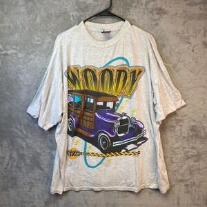 Vintage Sun Sportswear Woody Car T-Shirt Mens XL Gray 1929 Graphic Retro Tee